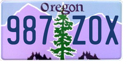 OR license plate 987ZOX