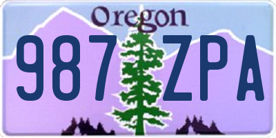 OR license plate 987ZPA