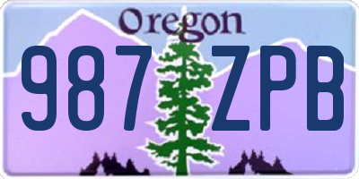 OR license plate 987ZPB