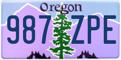 OR license plate 987ZPE