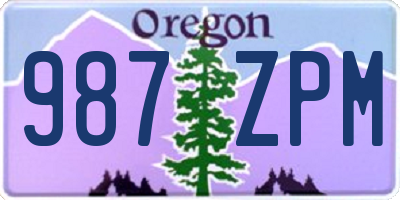 OR license plate 987ZPM