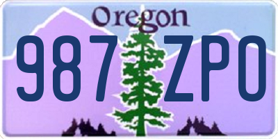 OR license plate 987ZPO