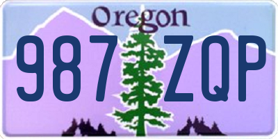 OR license plate 987ZQP
