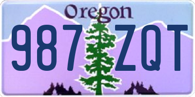 OR license plate 987ZQT