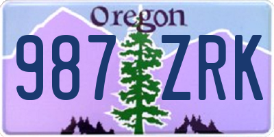 OR license plate 987ZRK