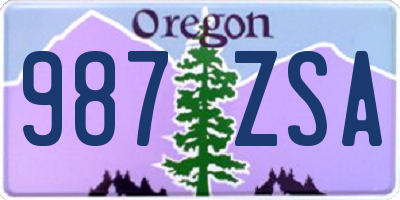 OR license plate 987ZSA
