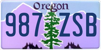 OR license plate 987ZSB