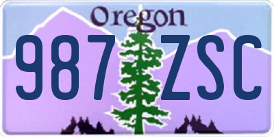 OR license plate 987ZSC