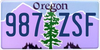 OR license plate 987ZSF