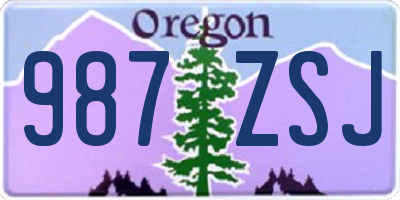 OR license plate 987ZSJ