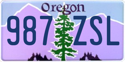 OR license plate 987ZSL