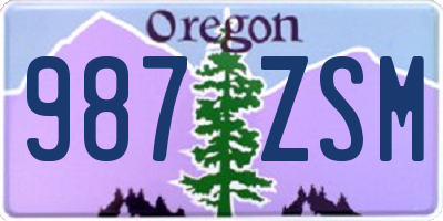 OR license plate 987ZSM