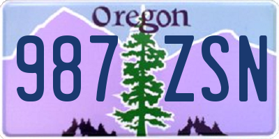 OR license plate 987ZSN