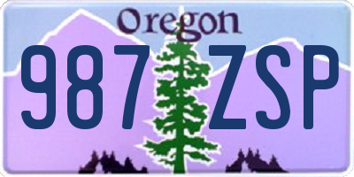 OR license plate 987ZSP