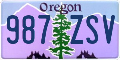 OR license plate 987ZSV