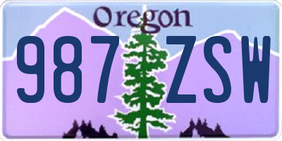 OR license plate 987ZSW