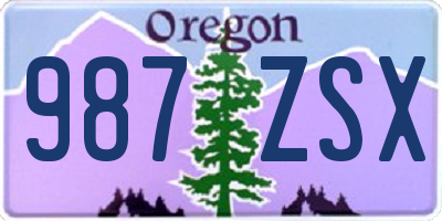 OR license plate 987ZSX