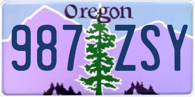 OR license plate 987ZSY
