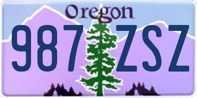 OR license plate 987ZSZ