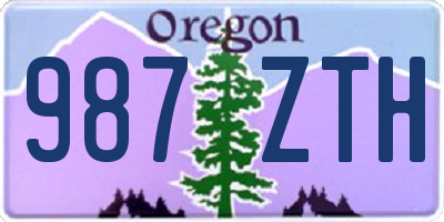 OR license plate 987ZTH