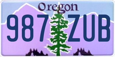 OR license plate 987ZUB