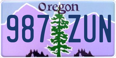 OR license plate 987ZUN