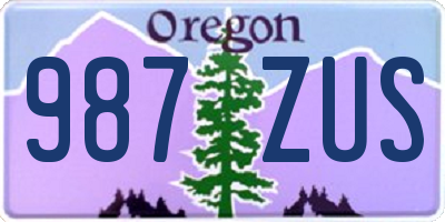 OR license plate 987ZUS