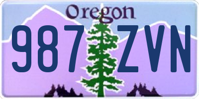 OR license plate 987ZVN