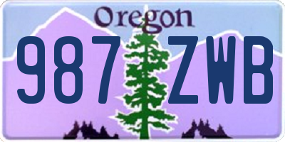 OR license plate 987ZWB