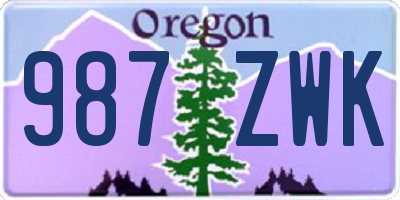 OR license plate 987ZWK
