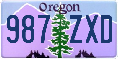 OR license plate 987ZXD