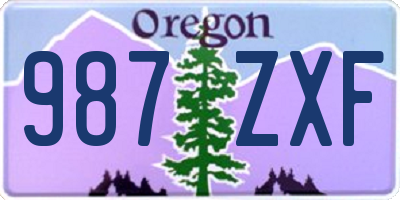OR license plate 987ZXF
