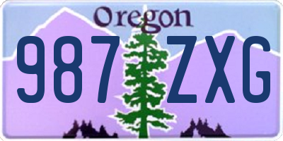 OR license plate 987ZXG