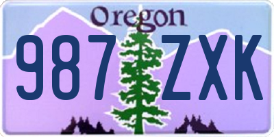 OR license plate 987ZXK