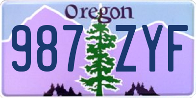 OR license plate 987ZYF