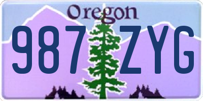 OR license plate 987ZYG