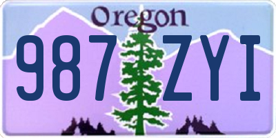OR license plate 987ZYI