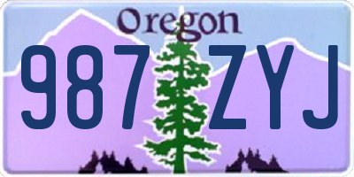OR license plate 987ZYJ
