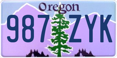 OR license plate 987ZYK