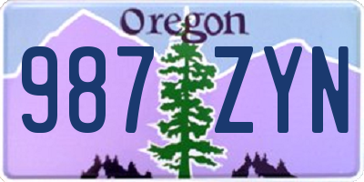 OR license plate 987ZYN