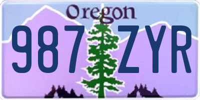 OR license plate 987ZYR