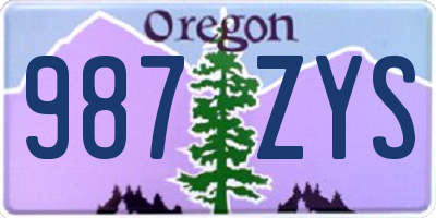 OR license plate 987ZYS