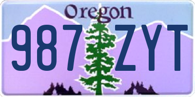 OR license plate 987ZYT