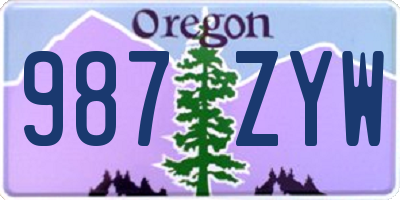 OR license plate 987ZYW