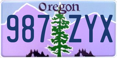 OR license plate 987ZYX