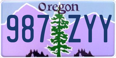 OR license plate 987ZYY