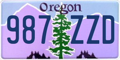 OR license plate 987ZZD
