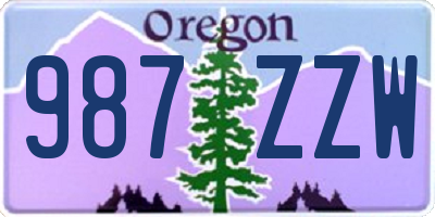 OR license plate 987ZZW