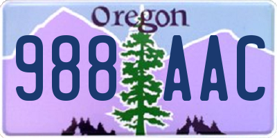 OR license plate 988AAC