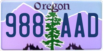 OR license plate 988AAD